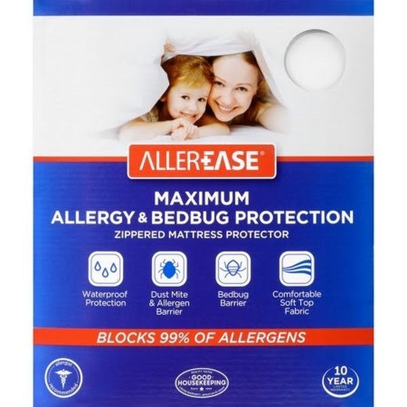 Allerease Maximum Allergy Relief Zippered Mattress Protector, Queen - Picture 2 of 7